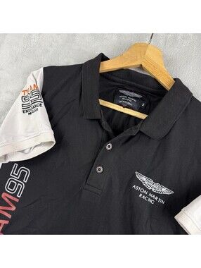 Aston Martin Racing by Hackett Team AMR95 Polo Shirt Black Mens Medium F1 Moto